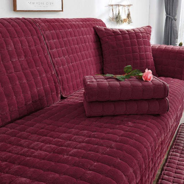 Velvet Sofa Cover Cushion For Living Room Thickened Solid color